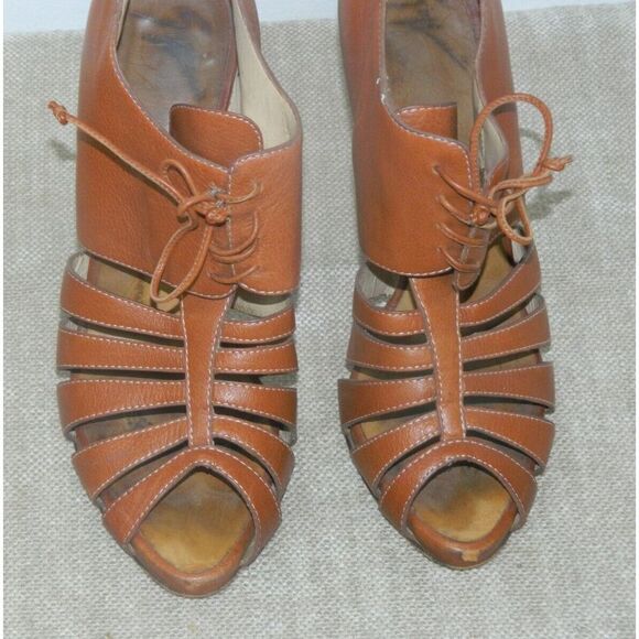 Guiseppe‎ Zanotti Shoe Size 8 EU 38 Brown Cage Open Toe Zip Back Brown Heel - Picture 3 of 10